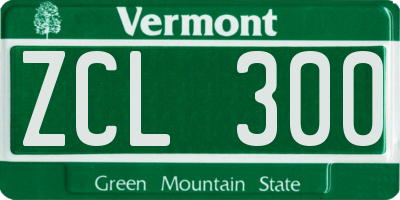 VT license plate ZCL300