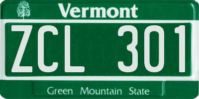 VT license plate ZCL301