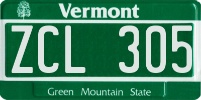 VT license plate ZCL305
