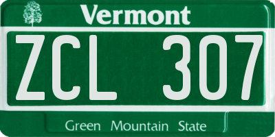 VT license plate ZCL307