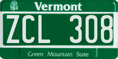 VT license plate ZCL308