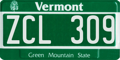 VT license plate ZCL309