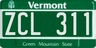VT license plate ZCL311