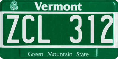 VT license plate ZCL312