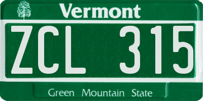 VT license plate ZCL315