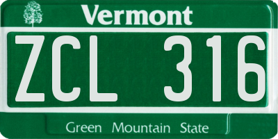 VT license plate ZCL316