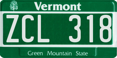 VT license plate ZCL318