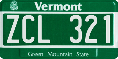 VT license plate ZCL321
