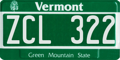 VT license plate ZCL322