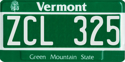 VT license plate ZCL325