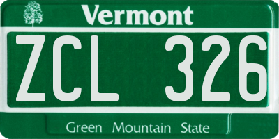 VT license plate ZCL326
