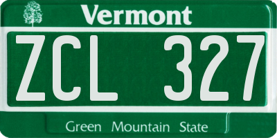 VT license plate ZCL327