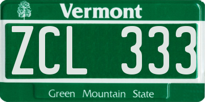 VT license plate ZCL333