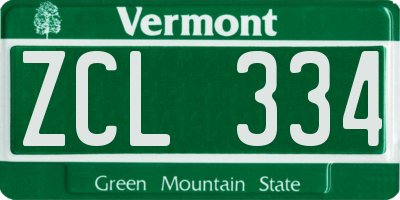 VT license plate ZCL334