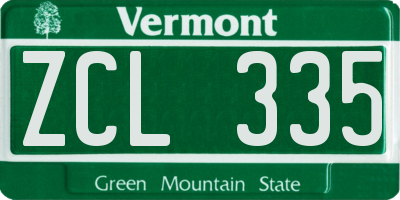 VT license plate ZCL335