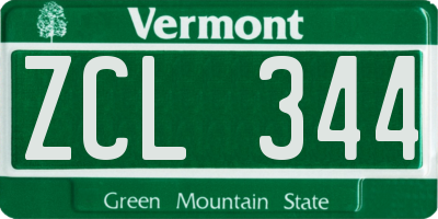 VT license plate ZCL344