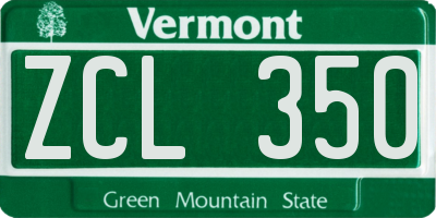 VT license plate ZCL350