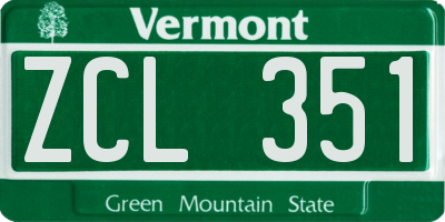 VT license plate ZCL351