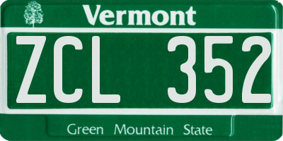 VT license plate ZCL352