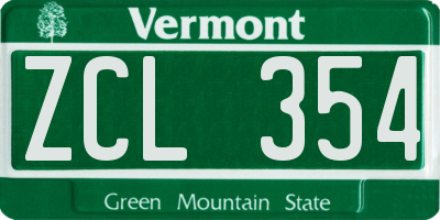 VT license plate ZCL354
