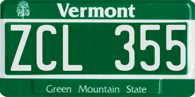 VT license plate ZCL355