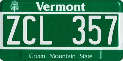 VT license plate ZCL357