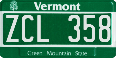 VT license plate ZCL358