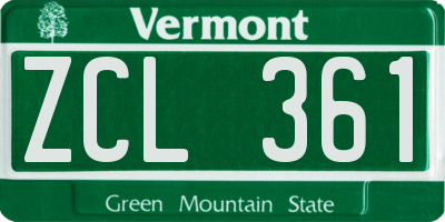VT license plate ZCL361