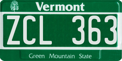 VT license plate ZCL363