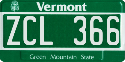VT license plate ZCL366