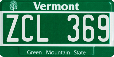 VT license plate ZCL369