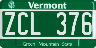 VT license plate ZCL376