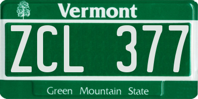VT license plate ZCL377
