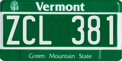 VT license plate ZCL381