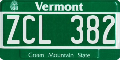 VT license plate ZCL382