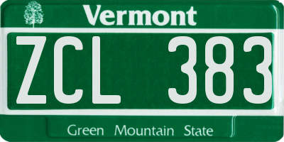 VT license plate ZCL383