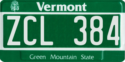 VT license plate ZCL384