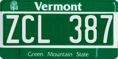 VT license plate ZCL387