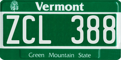 VT license plate ZCL388