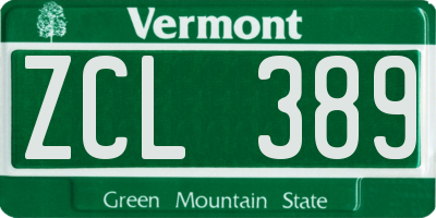 VT license plate ZCL389