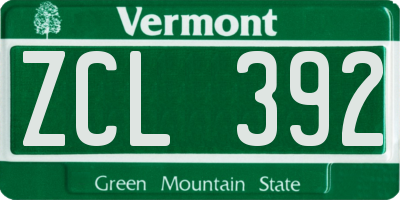 VT license plate ZCL392
