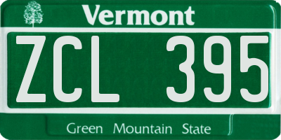 VT license plate ZCL395