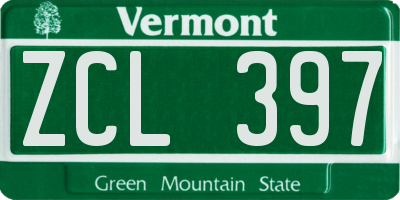 VT license plate ZCL397
