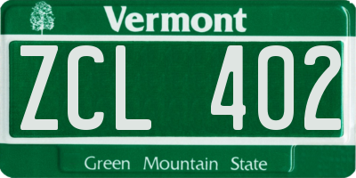 VT license plate ZCL402