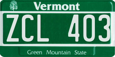 VT license plate ZCL403