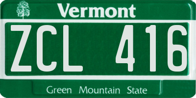 VT license plate ZCL416