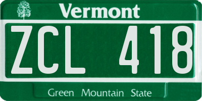 VT license plate ZCL418