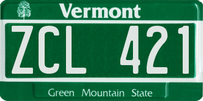 VT license plate ZCL421