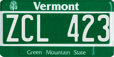 VT license plate ZCL423