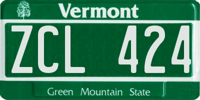 VT license plate ZCL424